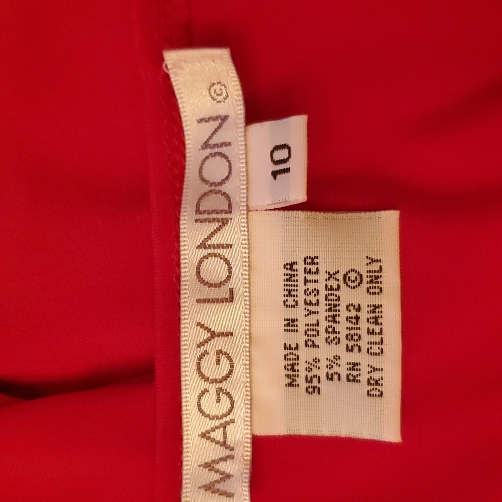 MAGGY LONDON RED DRAPE COWL NECK JERSEY DRESS ( SIZE 10) - Picture 5 of 5